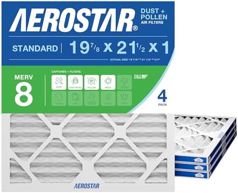 Aerostar Air Filter 19.875x21.5x1 MERV 8 AC Filter, Furnace Filter, 4 Pack by AirFiltersDelivered