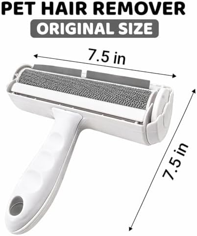 Pet Hair Remover Roller with 2 Grooming Gloves Reusable Lint Remover for Dogs and Cats (Gray) - Image 2