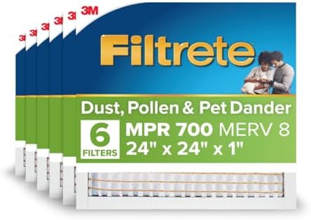 Filtrete 24x24x1 Air Filter, MERV 8, MPR 700, 6 HVAC Filters by Filtrete
