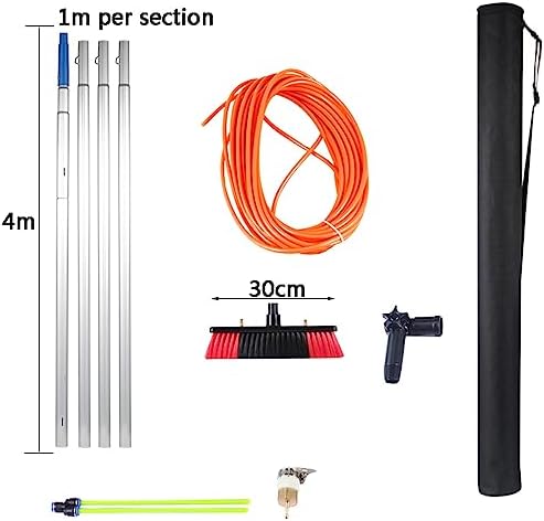 Telescopic Window Cleaning Pole 10-39ft with 30cm/50cm Water Fed Brush Head - Extendable Roof Cleaning Tools for Easy Reach & Efficient Cleaning