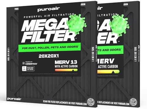 PuroAir MegaFilter 20x20x1 Air Filter MERV 13 HVAC Furnace Filter (2-Pack) by PuroAir