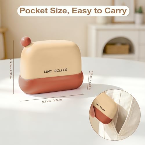 Disposable Mini Lint Roller with 4 Refills, CreamyYellow | Portable, Easy Tear Residue-Free, Pocket-Sized for Travel Clothes, Furniture, Carpets, Pet Hair Remover, Fits in Wallet Bag - Image 3