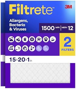 Filtrete 15x20x1 Air Filter, MERV 12, MPR 1500, 2 HVAC Filters by Filtrete