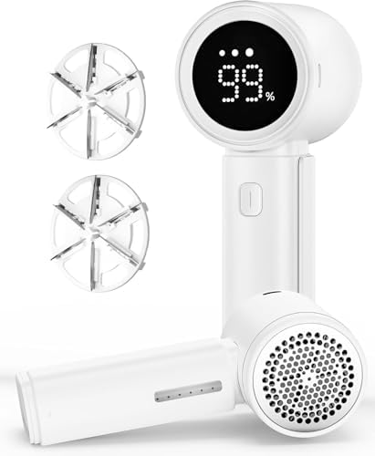 ASNUG Fabric Shaver, Electric Lint Remover, Sweater Shavers to Remove Pilling with 3 Speeds, 6 Leaf Blade, LED Display & Type-C Rechargeable, Removes Fuzz, Pills for Clothes, Couch, Furniture by ASNUG