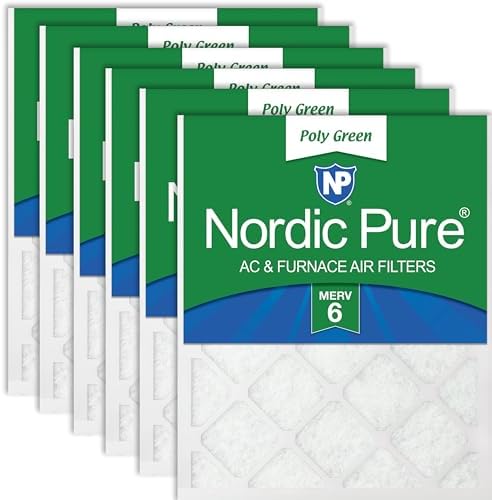 Nordic Pure 20x25x1 Poly Green MERV 6 Pleated AC Furnace Air Filters 6 Pack by NordicPure