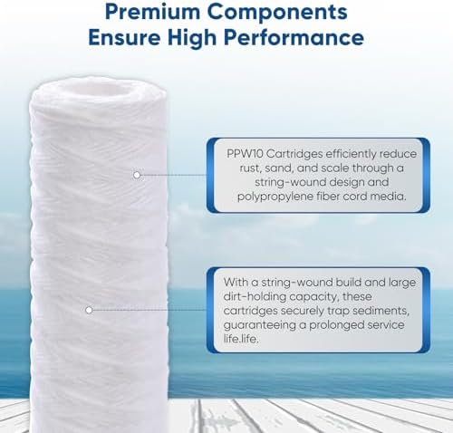PUREPLUS 20 Micron 10"x2.5" Whole House String Wound Sediment Filter 4 Pack - Image 6