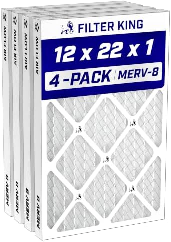 Filter King 12x22x1 Air Filter MERV 8, AC Furnace Filters (4-Pack) by FilterKing