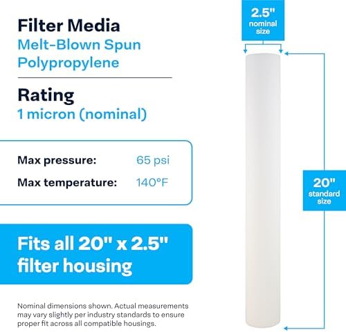 SpiroPure SP-P1-20 20x2.5 1 um Sediment Water Filter SDC-25-2001 P1-20 20PK - Image 3