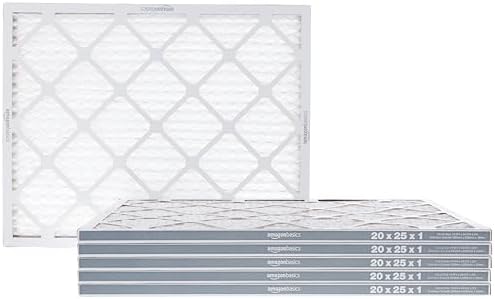 Amazon Basics 20x25x1 Air Filter 6-Pack, MERV 8 AC Furnace Filters, Removes Dust, Electrostatic, Allergen Control (Actual Size: 19.75" x 24.75" x 0.75") by AmazonBasics