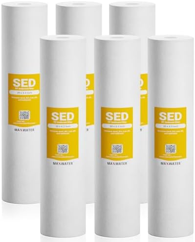 Max Water 1 Micron 20 x 4.5 Sediment Filter 20 inch Whole House BB Water Filteration System Replacement Compatible Cartridge DGD-5005-20, FP25B, AP810-6, FPMB5-20, P5-20, 155358-43, SDC-45-2005 by MaxWater