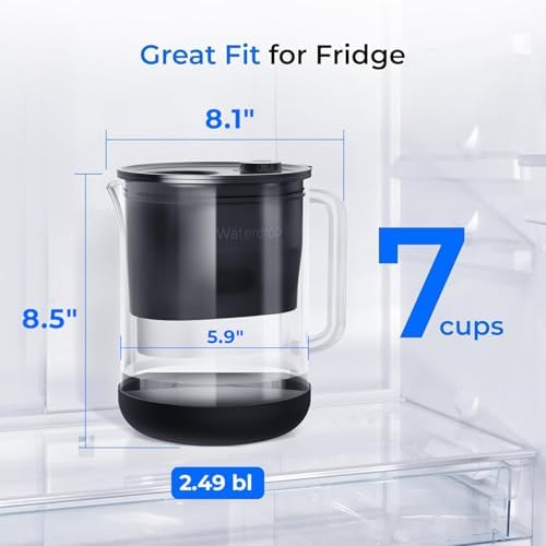 Waterdrop PT-72BL Glass Water Filter Pitcher, 7-Cup, Eco-Friendly, Black - Image 4