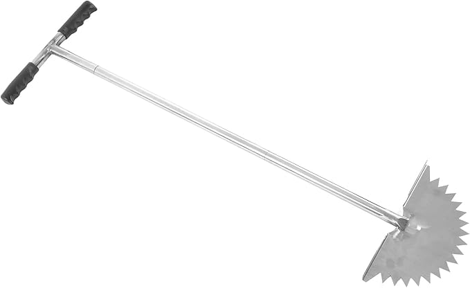 Manual Lawn Edger with Saw Tooth Blade, Half Moon Edger Lawn Tool, Stainless Steel Garden Edger with T Grip Handle for Cleaning Edges Along Sidewalks Driveways and Flower Beds