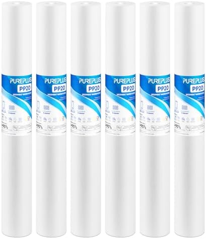 PUREPLUS 5 Micron 20"x2.5" Whole House Sediment Water Filter PP20 6 Pack by PUREPLUS