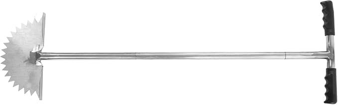Manual Lawn Edger with Saw Tooth Blade, Half Moon Edger Lawn Tool, Stainless Steel Garden Edger with T Grip Handle for Cleaning Edges Along Sidewalks Driveways and Flower Beds