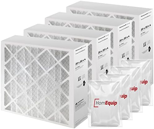 20x20x4 AC Furnace Air Filter Replacement - FC100A1011 HVAC Furnace Filters with Merv 11 Filter Media, AC Filter with Homequip Disposal Bag 4-Pack (Actual Size: 19.94 x 19.75 x 4.38 Inches) by HOMEQUIP
