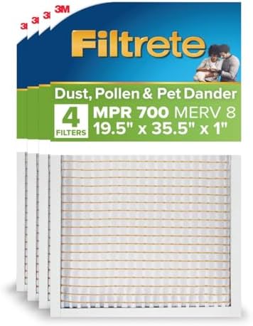 Filtrete 19.5x35.5x1 in. Air Filter, MERV 8, MPR 700, 4 HVAC Filters by Filtrete