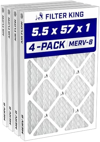 Filter King 5.5x57x1 Air Filter MERV 8, AC Furnace Filters (4-Pack) by FilterKing
