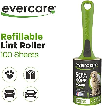 Evercare All Purpose Pet Hair Lint Roller,100 Sheets – Reusable Sticky Roller for Pet Hair,Cat & Dog-Hair Remover,Lint Remover,Pet-Hair-Remover for Furniture,Clothing & Cars,(Pack of 6) - Image 2