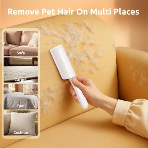 ACE2ACE Mini Pet Hair Remover for Clothes, Reusable Lint Roller for Clothes | Self Clean Cat Hair Remover with Fur Bin, Dog Hair Remover for Couch, Furniture, Carpet, Sofa and Bedding (White-Mini) - Image 2