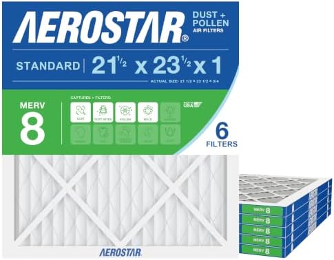Aerostar Air Filter 21 1/2 x 23 1/2 x 1 MERV 8 Furnace Filter, 6 Pack by AirFiltersDelivered