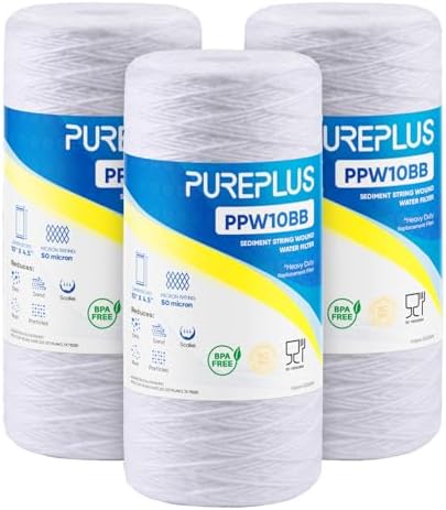 PUREPLUS 50 Micron 10 x 4.5 Whole House Water Filter for Well Water 3 Pack by PUREPLUS