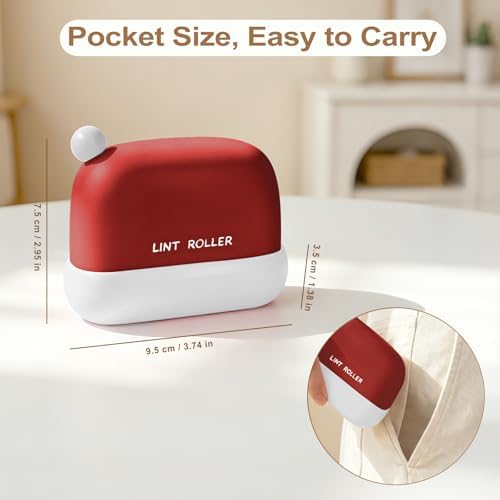 Disposable Mini Lint Roller with 4 Refills, ChristmasRed | Portable, Easy Tear Residue-Free, Pocket-Sized for Travel Clothes, Furniture, Carpets, Pet Hair Remover, Fits in Wallet Bag - Image 3