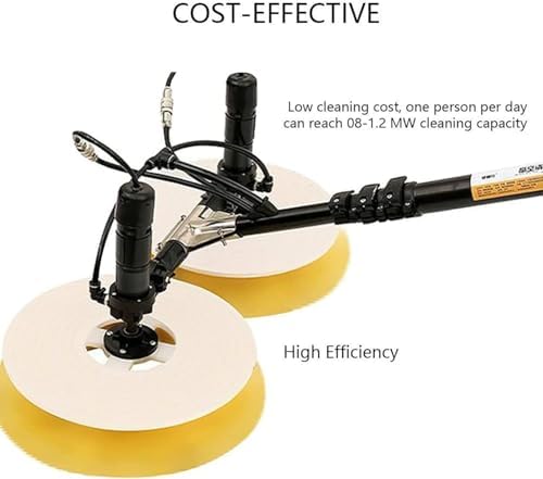 Telescopic Solar Panel Cleaning Rod with Electric Brush & Automatic Water Sprayer, 5.5M (18ft) Double Disc Roof Cleaning Tool - Battery Version for Easy Use