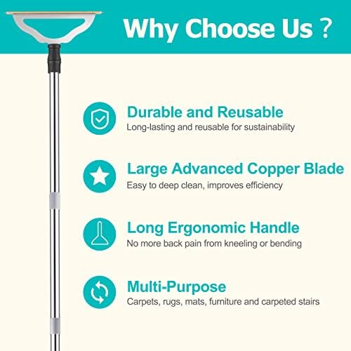 GOSEDER Carpet Rake for Pet Hair Removal - Reusable Pet Hair Remover for Carpet Long Handle, Advanced Dog Hair Broom, Cat Fur Brush, Lint Remover Scraper for Carpets, Rugs, Mats, Couch, Furniture - Image 6