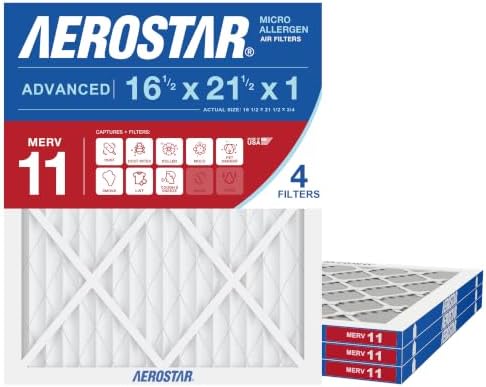 Aerostar Air Filter 16 1/2 x 21 1/2 x 1 MERV 11 Furnace Filter, 4 Pack by AirFiltersDelivered