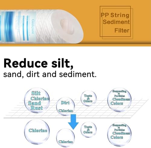 Geekpure 10 Inch PP Spun Wound String Replacement Sediment Filter for Whole House Water Filtration or RO System- 2.5" x 10"-5 Micron-Pack of 8 - Image 2