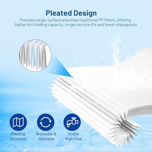 5 Micron 10" x 4.5" Pleated Sediment Well Water Filter Cartridge, 3 Pack - Image 4