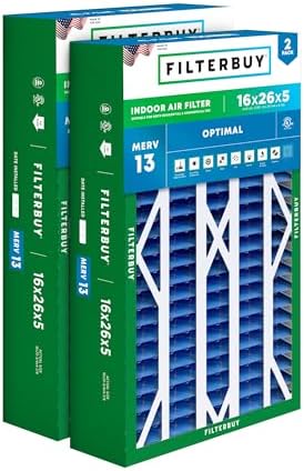 Filterbuy 16x26x5 Air Filter MERV 13 Smoke & Allergy Defense (2-Pack) by Filterbuy