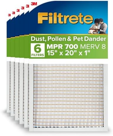 Filtrete 15x20x1 Air Filter, MERV 8, MPR 700, 6 HVAC Filters by Filtrete