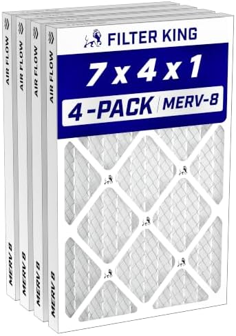 Filter King 7x4x1 Air Filter MERV 8, AC Furnace Filters (4-Pack) by FilterKing