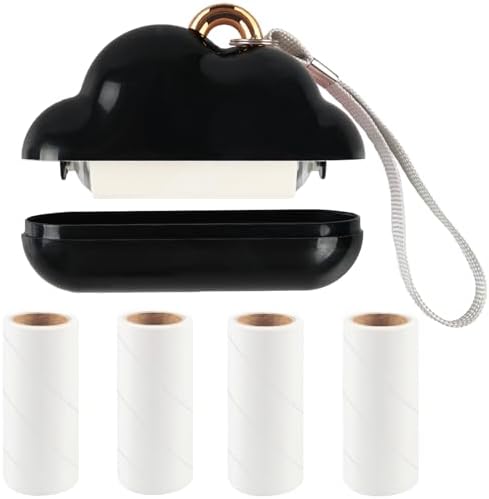 Mini Travel Size Reusable Lint Roller for Clothes & Pets, 150 Refillable Sheets (Black) by Nokiils