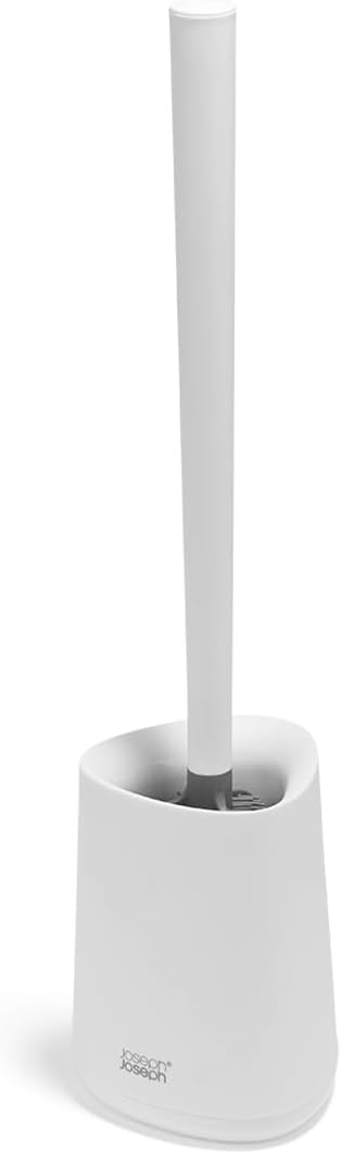 Joseph Joseph Flex 360 Lite Silicone Toilet Brush & Holder, 360 Clean, Anti-Drip, Replaceable Head, White