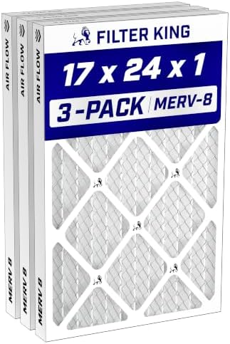 Filter King 17x24x1 Air Filter MERV 8, AC Furnace Filters (3-Pack) by FilterKing