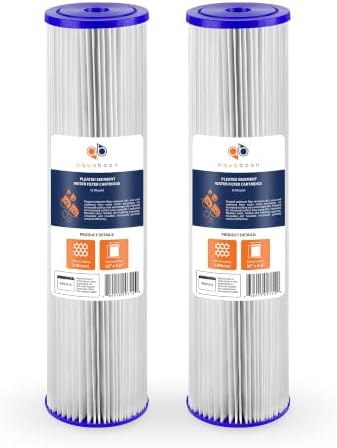 Aquaboon 5 Micron 20 x 4.5 Whole House Pleated Sediment Water Filter 2-Pack by Aquaboon