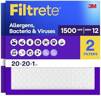 Filtrete 20x20x1 Air Filter, MERV 12, MPR 1500, 2 HVAC Filters by Filtrete