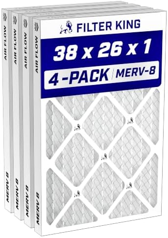 Filter King 38x26x1 Air Filter MERV 8, AC Furnace Filters (4-Pack) by FilterKing
