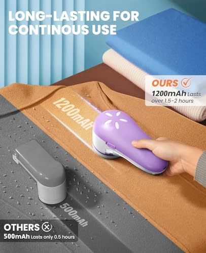 POPCHOSE Fabric Shaver, Lint Shaver with 6-Leaf Blade, Rechargeable | Lint Remover with Type-C Fast Charing Port, Sweater Defuzzer, Clothes Shaver for Couch, Furniture, Blanket, Remove Pilling - Image 3