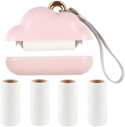 Mini Lint Roller Travel Size, Reusable Lint Roller for Travel, Pet Hair Remover Portable Lint Roller for Clothes with 150 Sheets Refillable (Pink) by Nokiils
