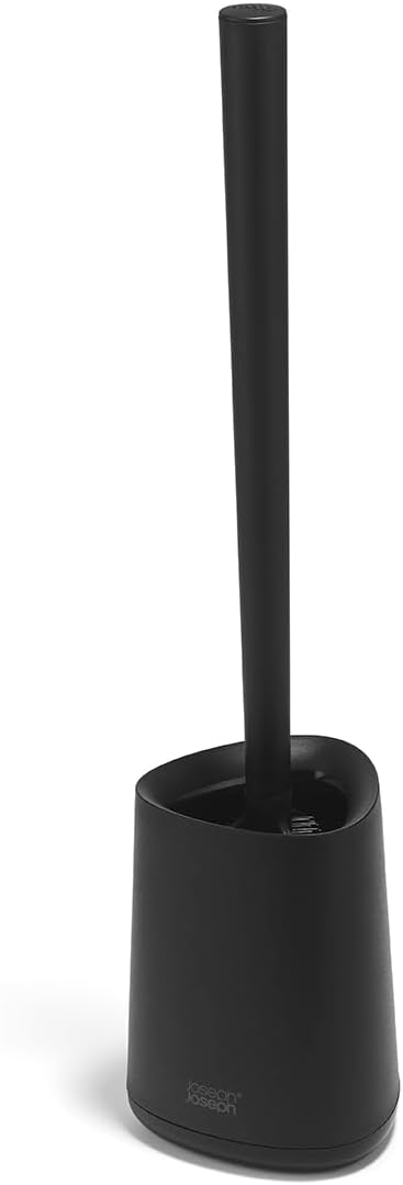 Joseph Joseph Flex 360 Lite Silicone Toilet Brush & Holder, 360 Clean, Anti-Drip, Replaceable Head, Black