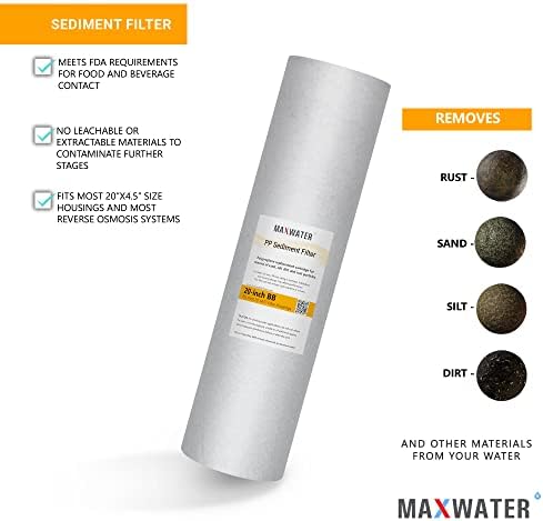 Max Water 10 Micron 20 x 4.5 Sediment Filter 20 inch Whole House BB Water Filteration System Replacement Compatible Cartridge DGD-5005-20, FP25B, AP810-6, FPMB5-20, P5-20, 155358-43, SDC-45-2005 - Image 3