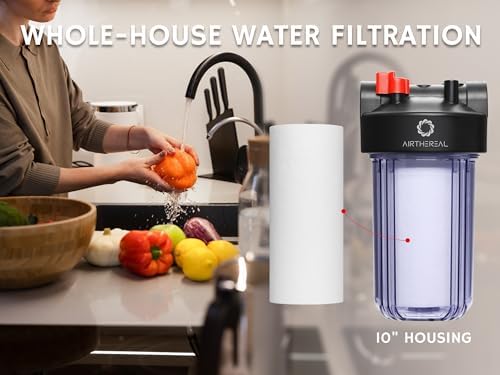 Airthereal Whole House Water Filter Housing, 10" x 4.5" Sediment Carbon Cartridge Universal Housing, Pre-Filtration System for Well and City Water, 3/4" NPT Port Clear Housing Include 1-Pack PP Filter - Image 2