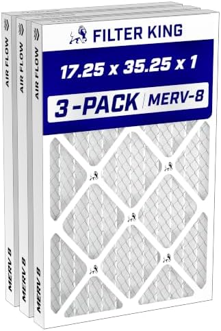 Filter King 17.25x35.25x1 Air Filter MERV 8, AC Furnace Filters (3-Pack) by FilterKing
