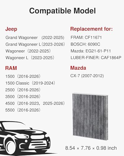 Puroma Cabin Air Filter Activated Carbon for CF11671 6090C Jeep Mazda CX-7 - Image 2