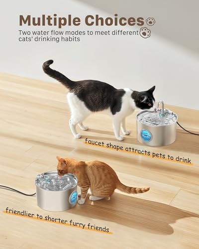 Cat Water Fountain Stainless Steel: 74oz/2.2L Cat Fountain for Drinking - Image 6