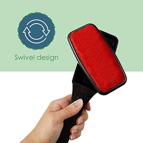 Lint Remover for Pet Hair by Home Basics: Swiveling Lint Brushes for Clothes and Furniture | Plastic Garment Brush (Red) - Image 4