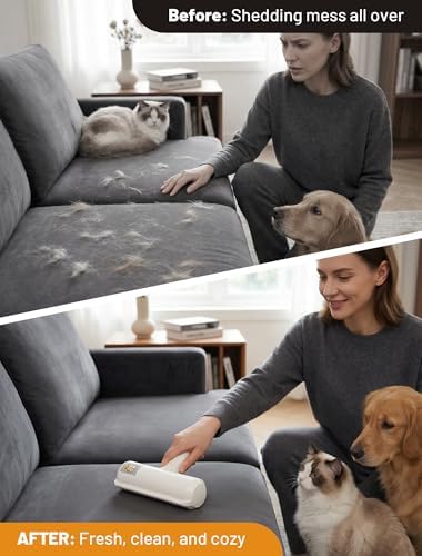 ORDORA Pet Hair Remover Roller, Reusable Lint Roller for Dog and Cat Hair | Portable Pet Hair Roller with Large Fur Bin for Couches, Bedding, Car, Rugs & Furniture, No Refills or Batteries, Pet Homes - Image 3